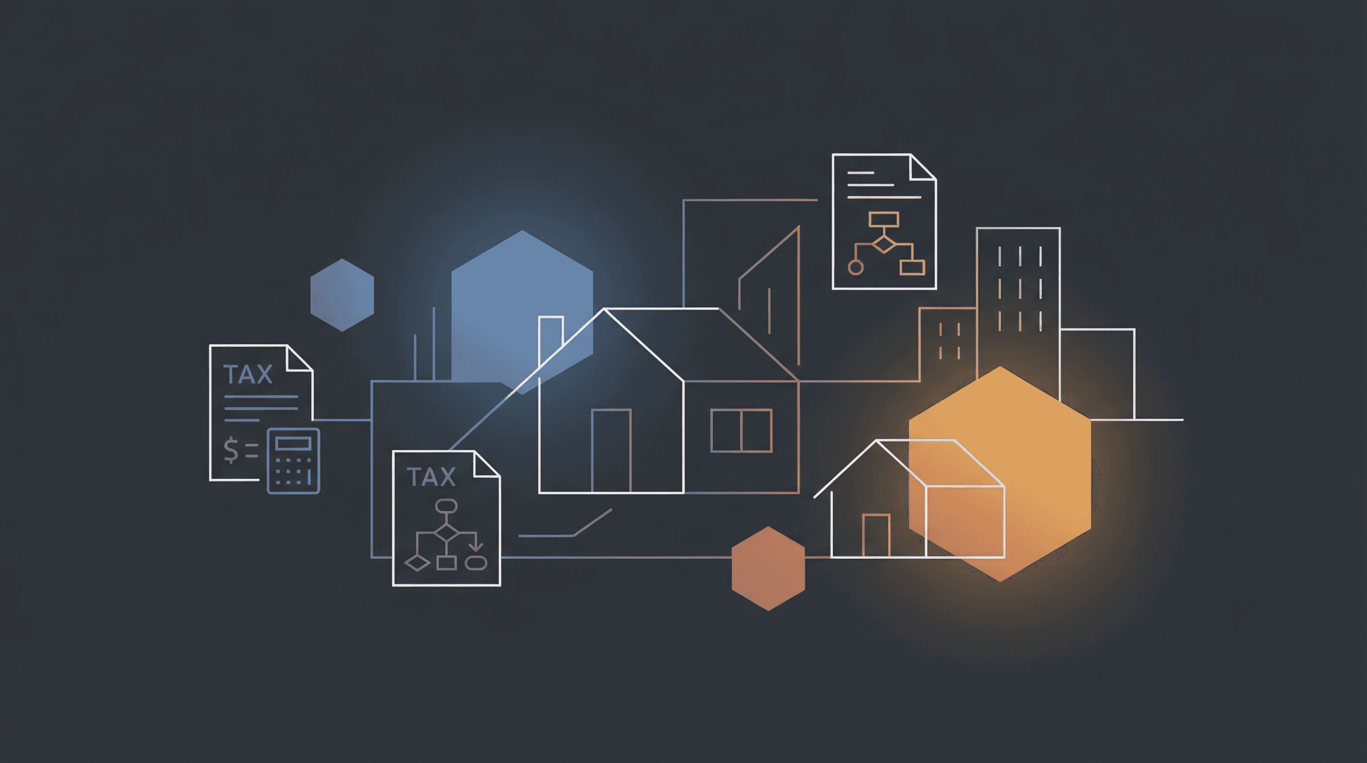 Abstrakte Illustration zum Thema Grundsteuer und Immobilienbewertung