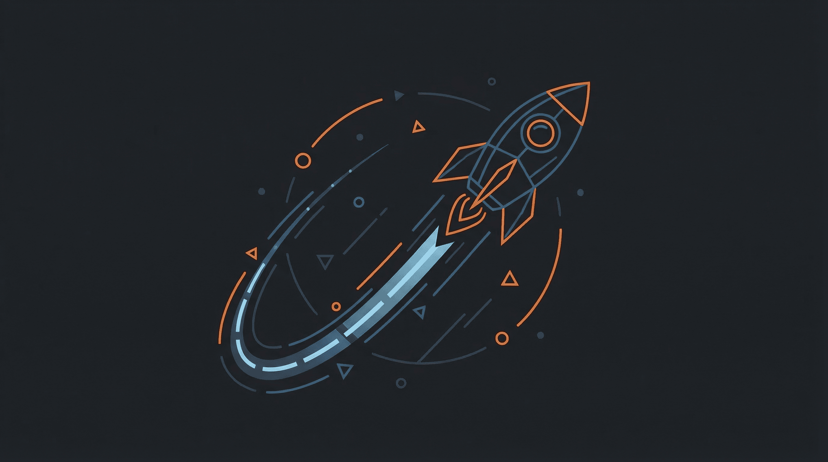 Abstrakte Illustration einer Rakete mit Startbahn und Weltraum