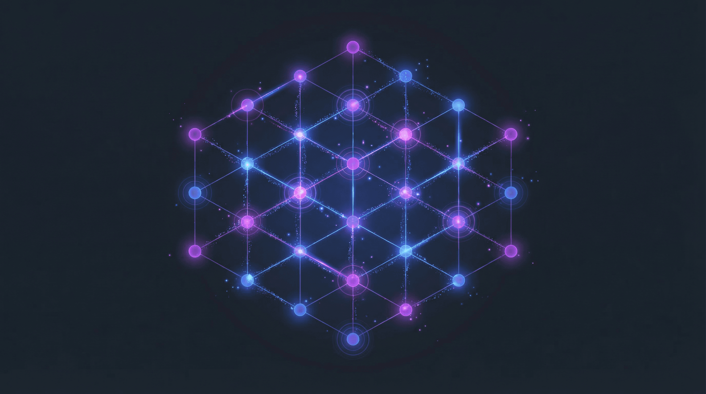 Abstrakte Illustration eines Quantencomputers mit verbundenen Qubit-Knoten